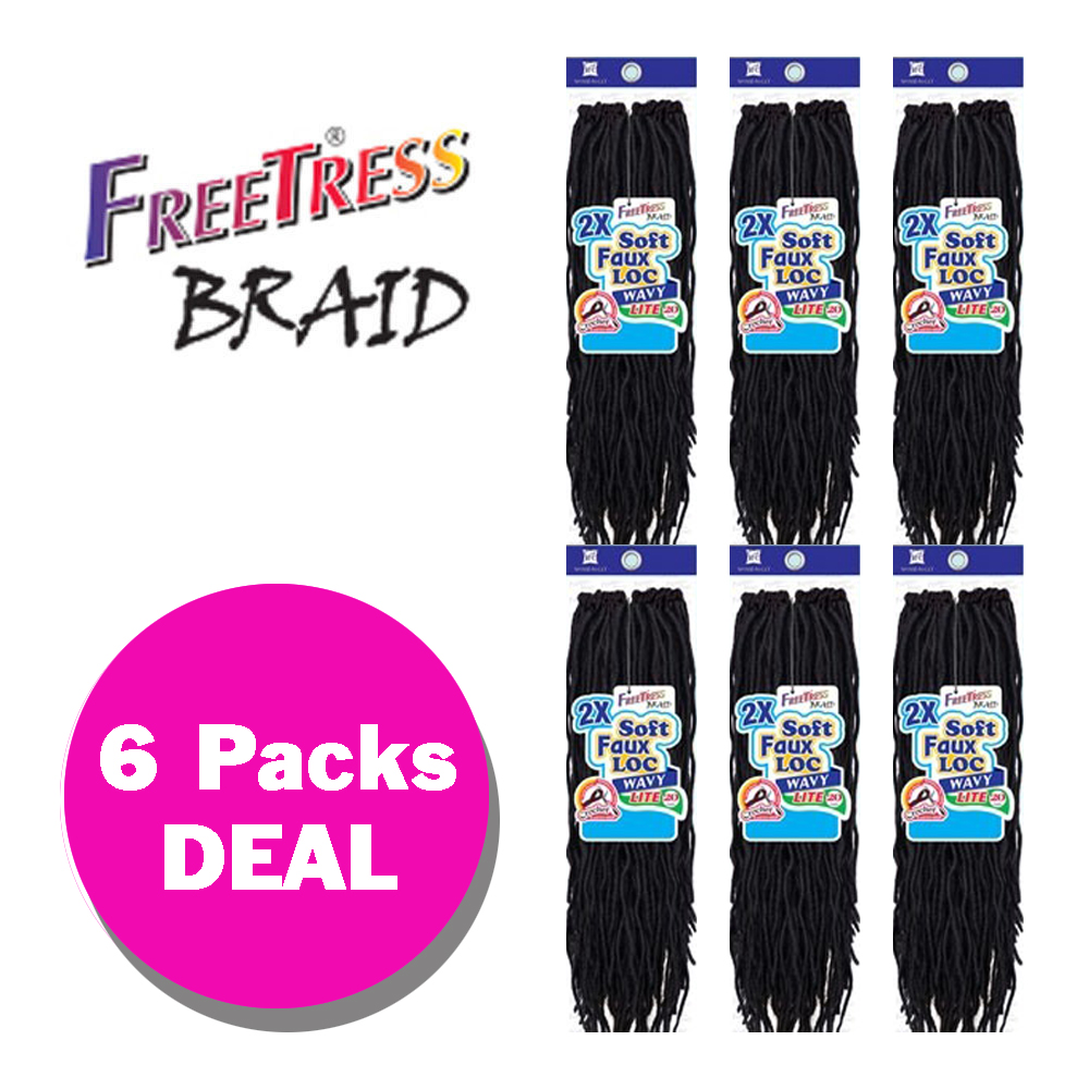  MULTI PACK 2X SOFT WAVY FAUX LOC 20 Freetress Synthetic Crochet